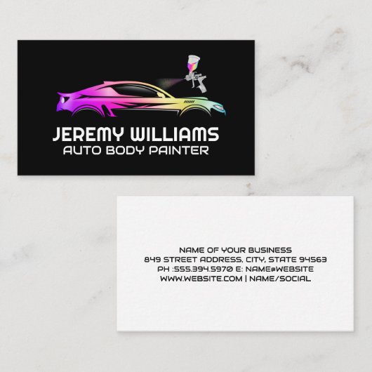 自動体ショップ | スプレー絵を描ガンの車 名刺 (正面/裏面)