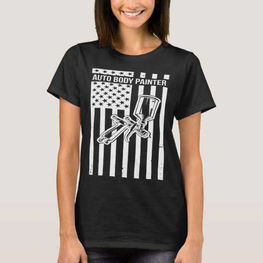 自動体ペインター米国国旗のペイ車のント Tシャツ (正面)