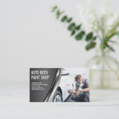 自動体絵を描ガレージショップ |作業者の散布 名刺 (スタンド正面)