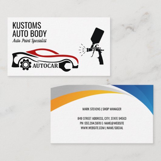自動体絵を描サービス | 自動車修理 名刺 (正面/裏面)