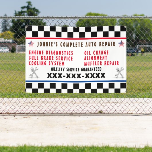 自動修カスタマイズ理店フルサービスUSAフラグ 横断幕 (インサイチュ)