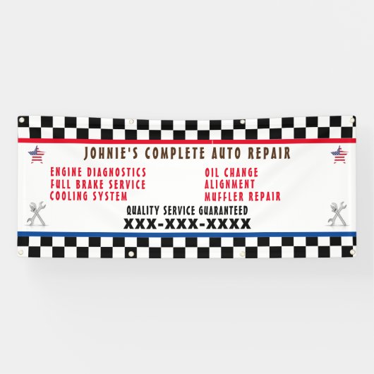 自動修カスタマイズ理店フルサービスUSAフラグ 横断幕 (横)