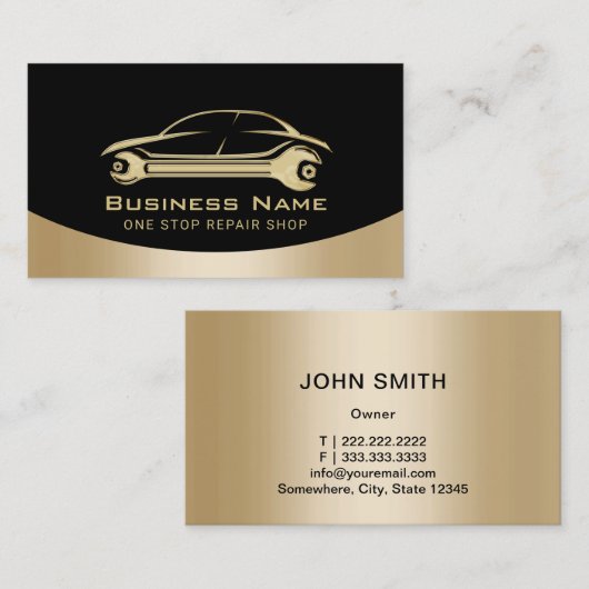 自動修復ブラック車の金ゴールド整備士 名刺 (正面/裏面)