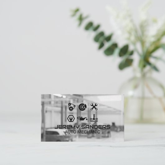 自動修復ベイ | 整備士修正アイコン 名刺 (スタンド正面)