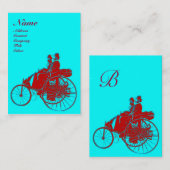 自動修復モノグラム車のブルーターコイズ赤 名刺 (正面/裏面)