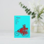 自動修復モノグラム車のブルーターコイズ赤 名刺 (スタンド正面)