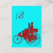 自動修復モノグラム車のブルーターコイズ赤 名刺 (裏面)