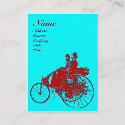 自動修復モノグラム車のブルーターコイズ赤 名刺 (正面)