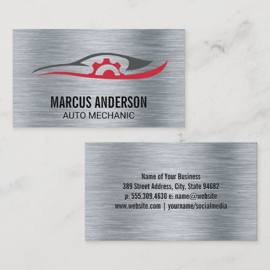 自動修復ロゴ | メタリックブラシ付き背景 名刺 (正面/裏面)