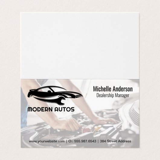 自動修復ロゴ |整備士が車で働く 名刺 (外部フラット)