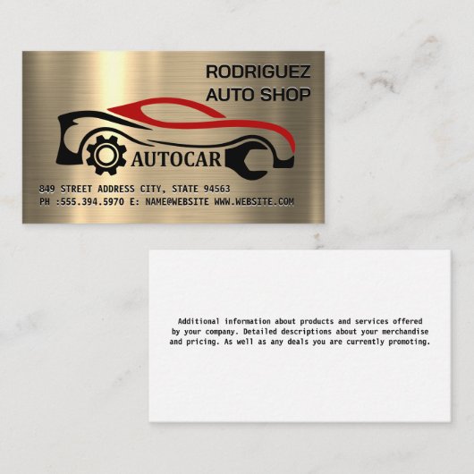 自動修復ロゴ | 金ゴールド金属背景 名刺 (正面/裏面)