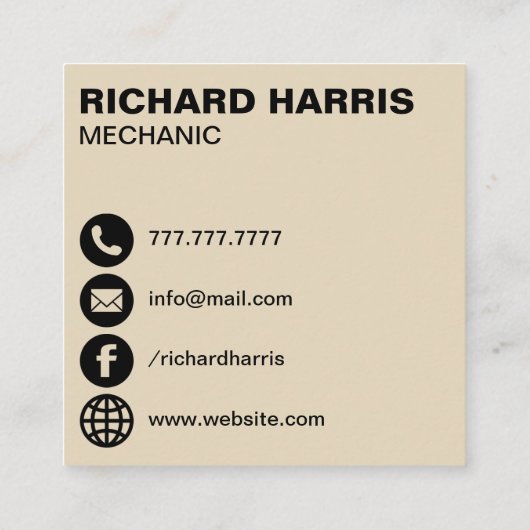 自動修理ショップカーサービス整備士 スクエア名刺 (裏面)