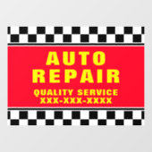 自動修理工場のパーソナライズ確認フラグのバナー ウィンドウサイン (シート)