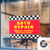 自動修理工場のパーソナライズ確認フラグのバナー ウィンドウサイン (カフェ窓)