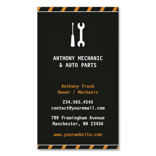 自動修理整備士名刺マグネット マグネット名刺 (正面縦)