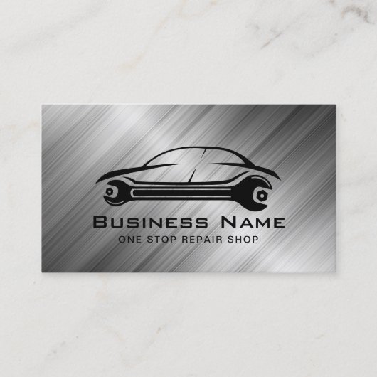 自動修理車のメタリックカー整備士 名刺 (正面)