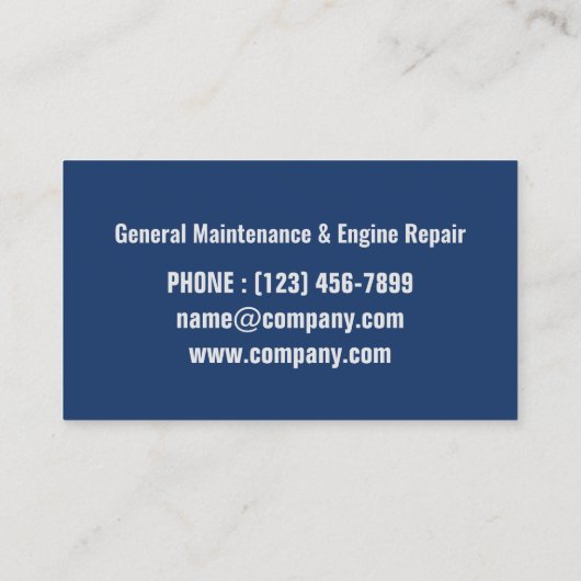 自動修理車の産業ギア整備士 名刺 (裏面)