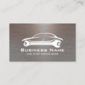自動修理車ロゴ車の整備士メタリック 名刺 (正面)