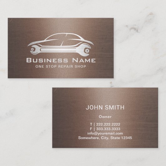 自動修理車ロゴ車の整備士青銅 名刺 (正面/裏面)