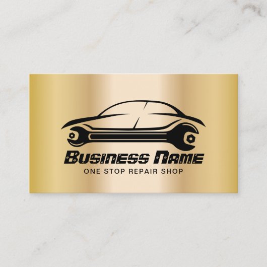 自動修理車&レンチ金ゴールド車の整備士 名刺 (正面)