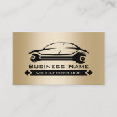自動修車の復モダン金ゴールド車整備士 名刺 (正面)