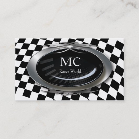 自動名刺の整備士の競争の旗のロゴ 名刺 (正面)