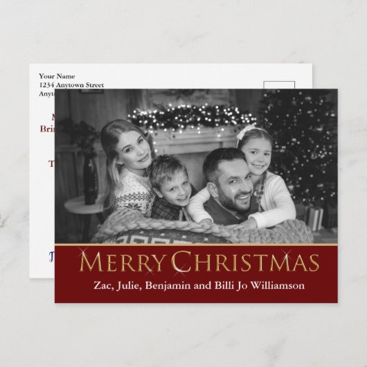 自動変換された写真を白黒のクリスマスに ポストカード (正面/裏面)