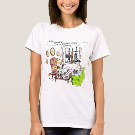 自動小銃で狩りをする面白いギフト&Tシャツ Tシャツ (正面)