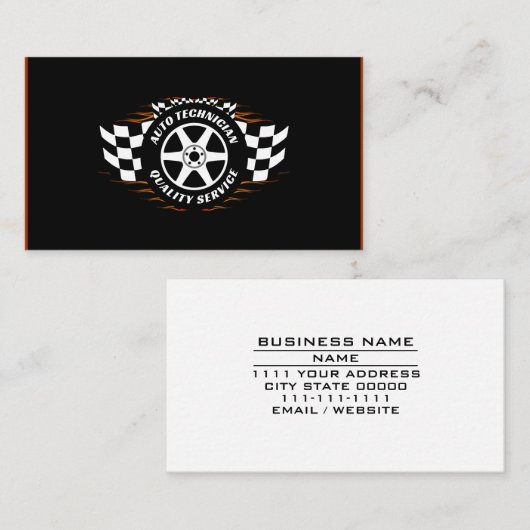 自動技術者の車の整備士修理工場サービス 名刺 (正面/裏面)