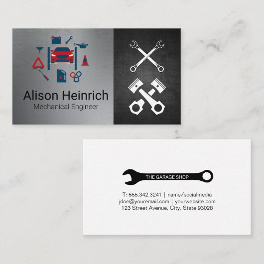 自動技術者車サービス 名刺 (正面/裏面)