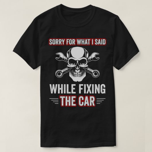 自動整備士おもしろいガレージの固定整備士 Tシャツ (デザイン正面)