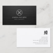 自動整備士カーツールアイコンダークブラシ仕上げメタル 名刺 (正面/裏面)