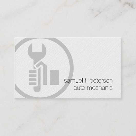 自動整備士カーレンチはっきりしたアイコン紙テクスチャ 名刺 (正面)
