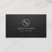 自動整備士レンチアイコンダークブラシ仕上げメタル 名刺 (正面)