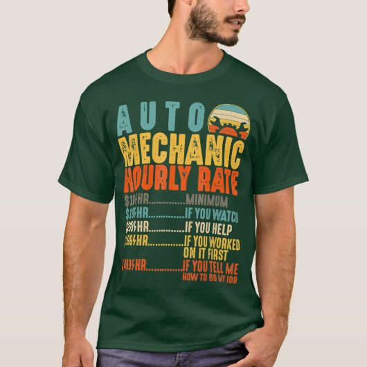 自動整備士時給おもしろいギフト車の Tシャツ (正面)