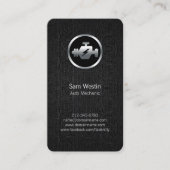 自動整備士車のエンジンのアイコン黒の名刺 名刺 (正面)