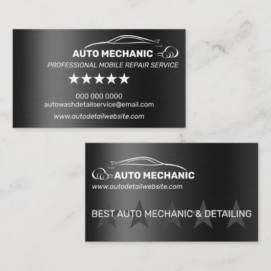 自動整備士車の修理サービスメタル 名刺 (正面/裏面)