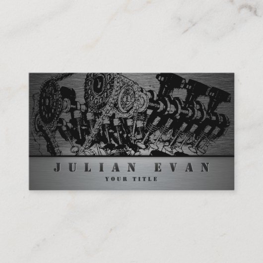 自動整備士車の修理サービスメタル 名刺 (正面)