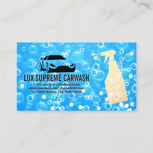 自動洗浄ロゴ | シャボン玉青 名刺 (正面)