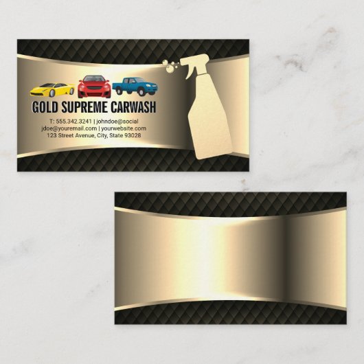自動洗浄洗浄サービス金ゴールドメタリック 名刺 (正面/裏面)