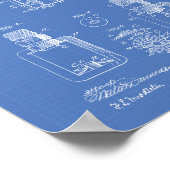 自動消火スプリンクラー1888特許 – 青写真 ポスター (角)