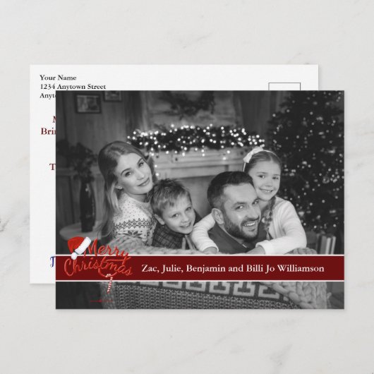 自動白黒クリスマスフォト ポストカード (正面/裏面)