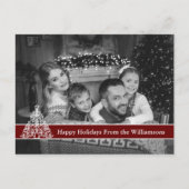 自動白黒フォトホワイトクリスマスツリー ポストカード (正面)