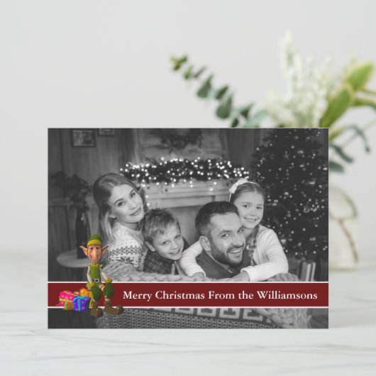 自動白黒フォト小妖精や小人と赤文字バンド シーズンカード (スタンド正面)