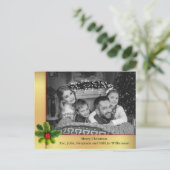 自動白黒フォト金ゴールドフレームクリスマス ポストカード (スタンド正面)