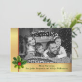 自動白黒金ゴールドフレームクリスマス写真 シーズンカード (スタンド正面)