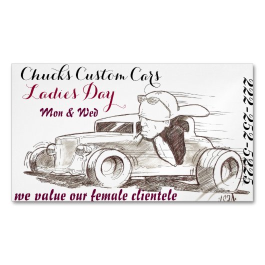 自動磁気名刺の女性Dayメモ マグネット名刺 (正面)