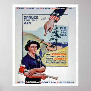 自動記録器および木材切出し人夫は助けます戦争の努力(US02118)を ポスター