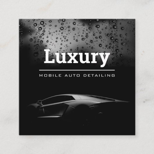 自動詳モダン細カークリーニング洗浄車の スクエア名刺 (正面)