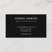 自動詳モダン細クリーニング自動修復ブラック 名刺 (裏面)